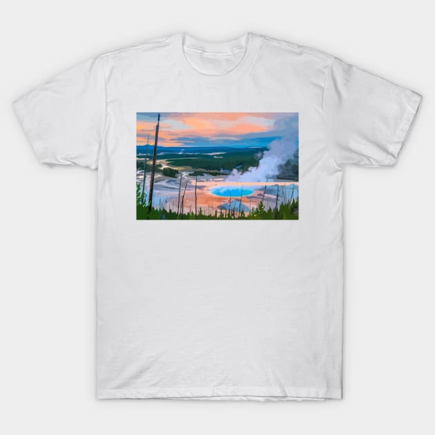 Yellowstone National Park Painting T-Shirt by gktb